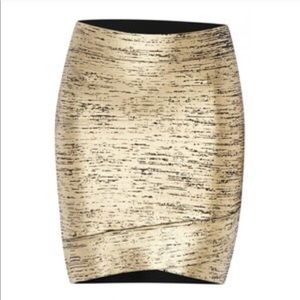 BCBG Gold Bandaged Mini Skirt
